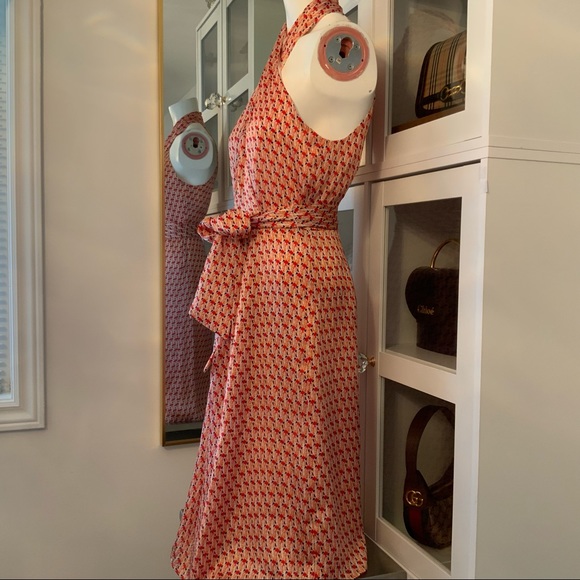 Club Monaco Dress Crisscross Halter Neckline Abstract Asymmetrical Size 0 - Picture 5 of 11